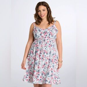 Torrid Floral Print Dress with Pink and Blue Accents